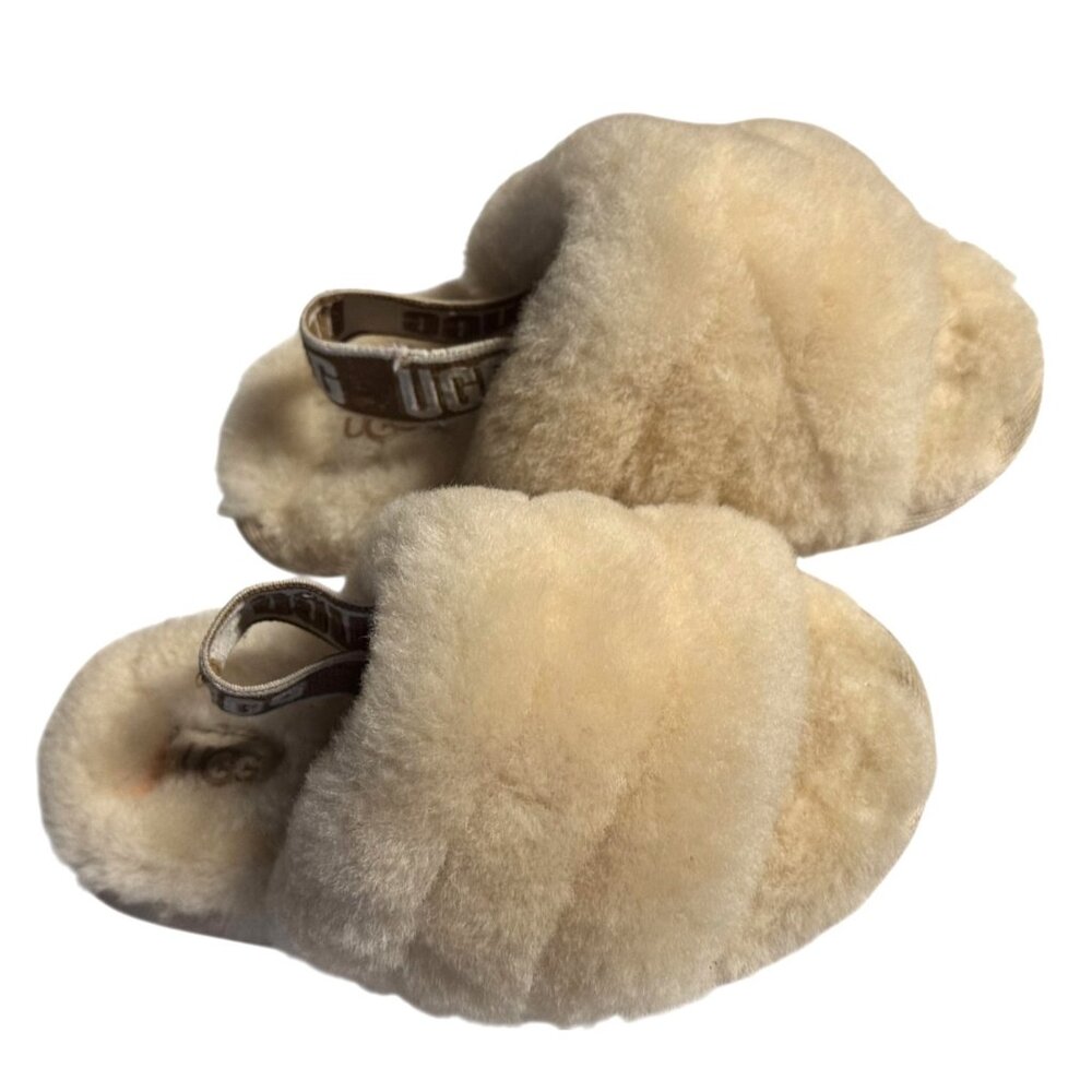 Ugg  Fluff Yeah Toddler size‎ Slippers With Logo Strap Beige Size 8